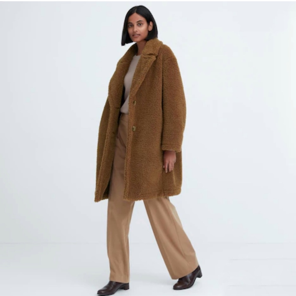 500 Maison Cinqcent Teddy Coat in Brown size M